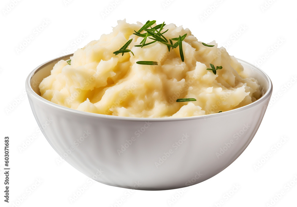 Mashed potatoes on transparent background. Generative AI. Mashed potatoes on transparent background. Generative AI.