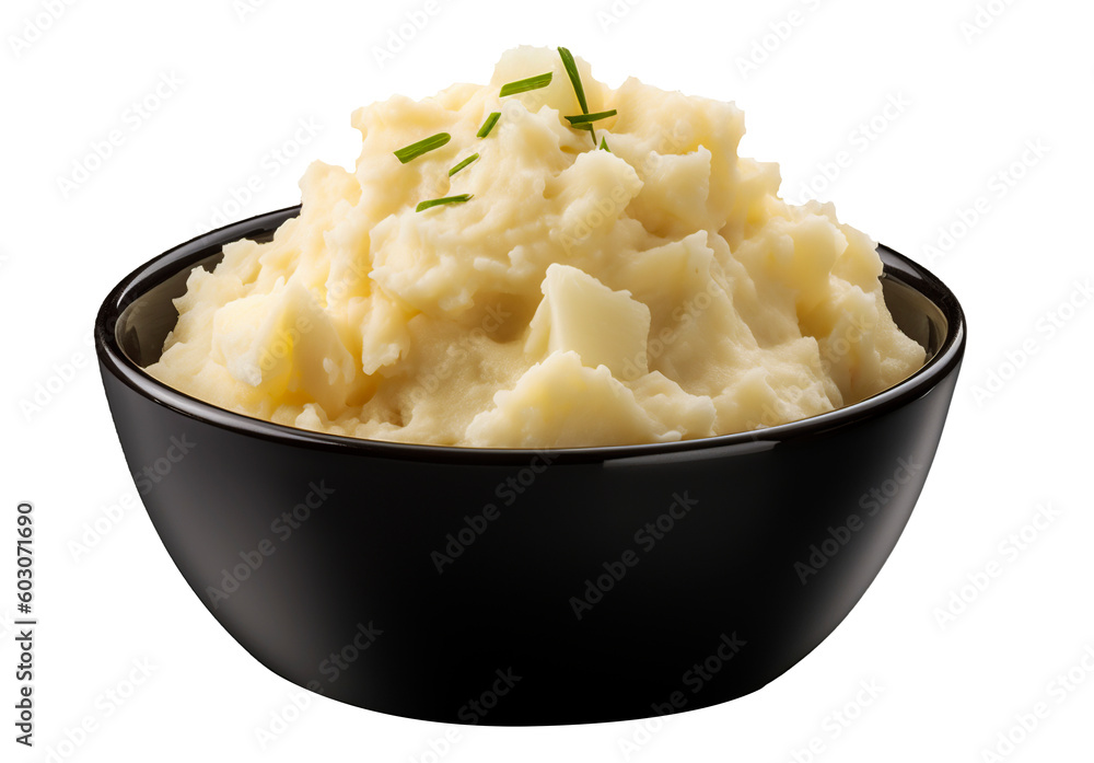 Mashed potatoes on transparent background. Generative AI. Mashed potatoes on transparent background. Generative AI.