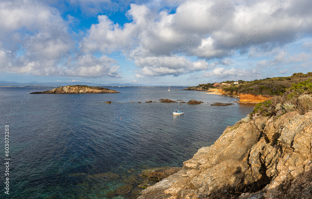View of Giens Peninsula close to Porquerolles, France