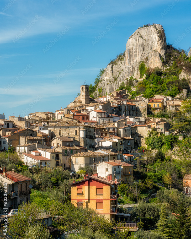 Panoramic view of Pennadomo, beautiful village in Chieti Province, Abruzzo, central Italy.