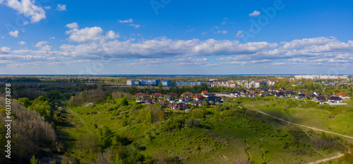Gorzów Wielkopolski osiedle europejskie, widok z lotu ptaka z rezerwatu przyrody gorzowskie murawy