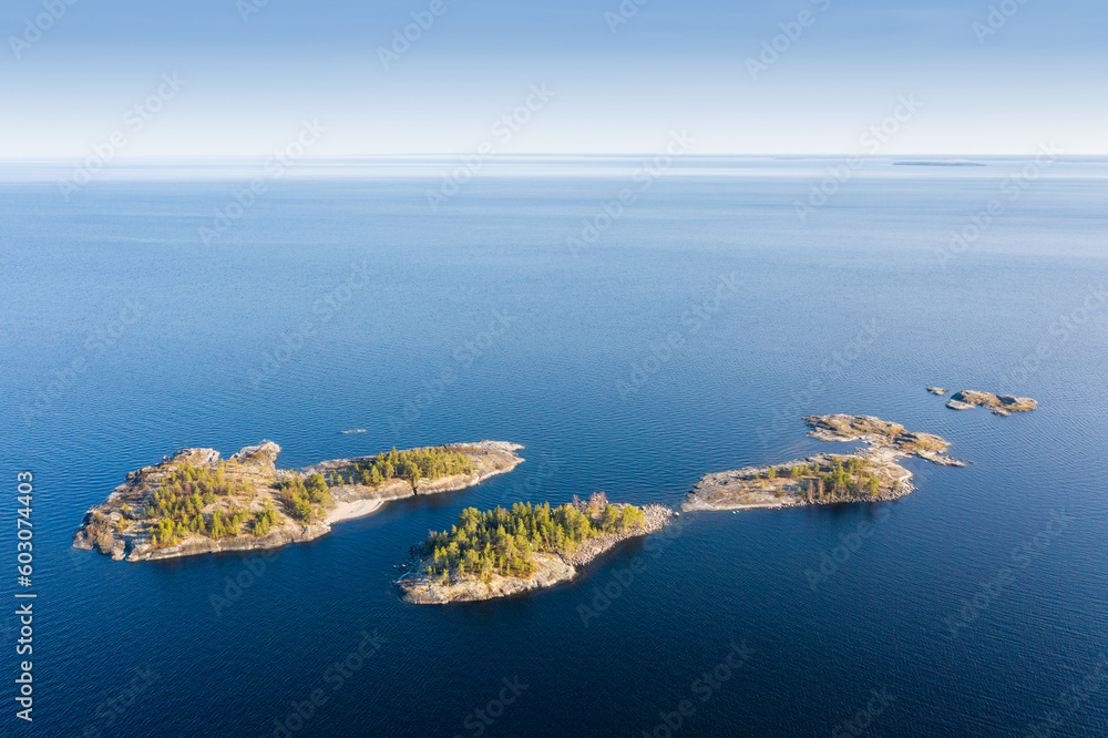 rocky islands in the sea top view rocky islands in the sea top view