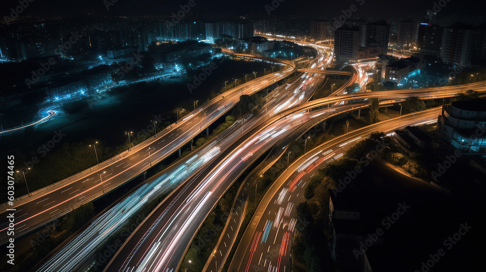 Expressway top view, Road traffic an important infrastructure Generative AI Expressway top view, Road traffic an important infrastructure Generative AI