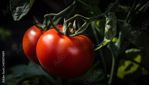 Ripe tomato, fresh from the vegetable garden generated by AI