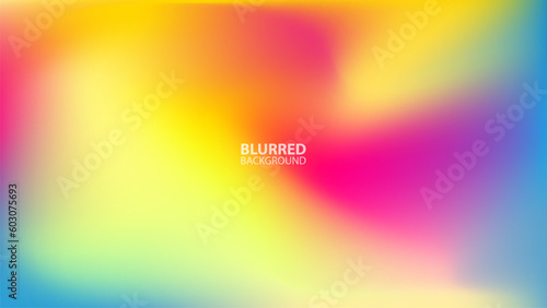 Vibrant blurred background with color gradients. Yellow, Pink and Green colors. Graphic template for creative design. Vector illustration.