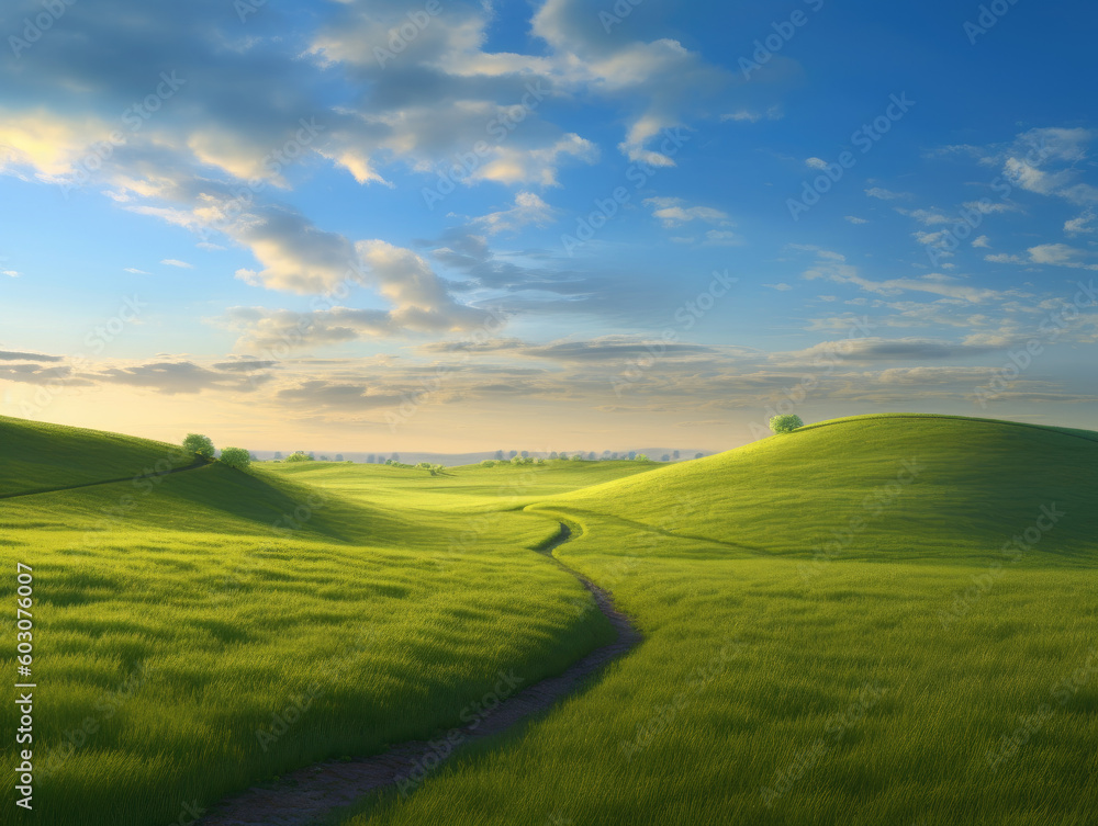 landscape with green grass and sky landscape with green grass and sky