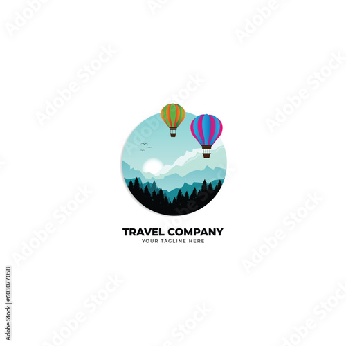 flat vintage travel logo design illustration