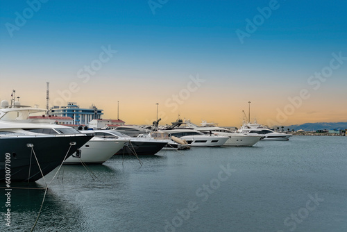 Russia, Sochi -April 13, 2023, seaport, Ships and yachts at the pier