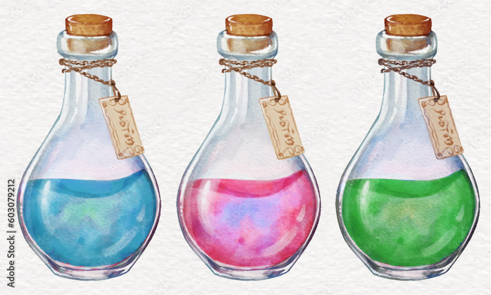 Watercolor magic witch potions Watercolor magic witch potions