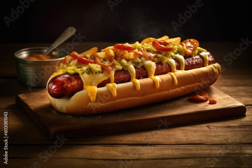hot dog with mustard