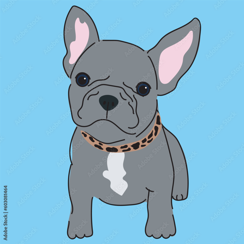 Ilustración de lindo perrito gris sobre fondo azul dibujado a mano Ilustración de lindo perrito gris sobre fondo azul dibujado a mano