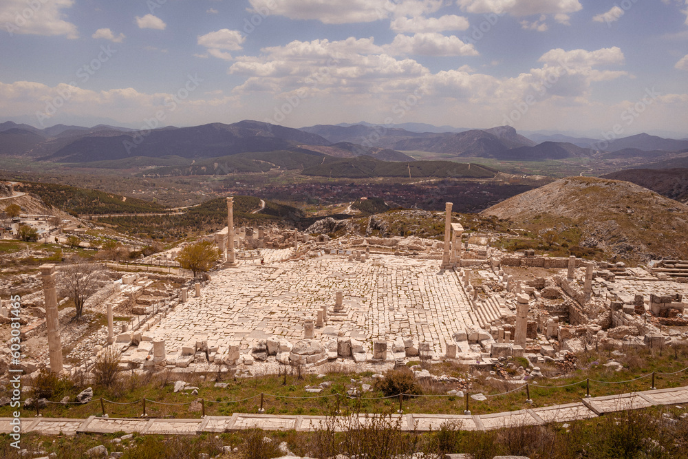 Sagalassos ancient city in Burdur city, Most of the buildings of this city, which was the capital of Pisidia in ancient Greece, have survived, at least partially.