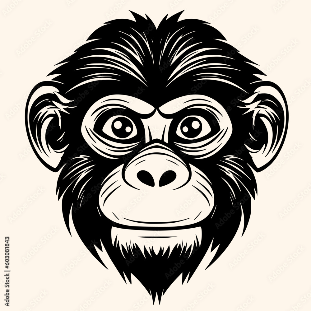 Fototapeta premium Monkey vector for logo or icon,clip art, drawing Elegant minimalist style,abstract style Illustration 