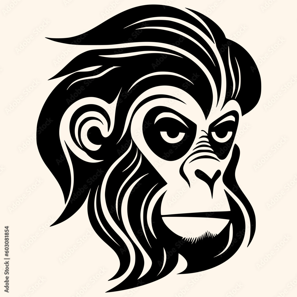 Monkey vector for logo or icon,clip art, drawing Elegant minimalist style,abstract style Illustration	
