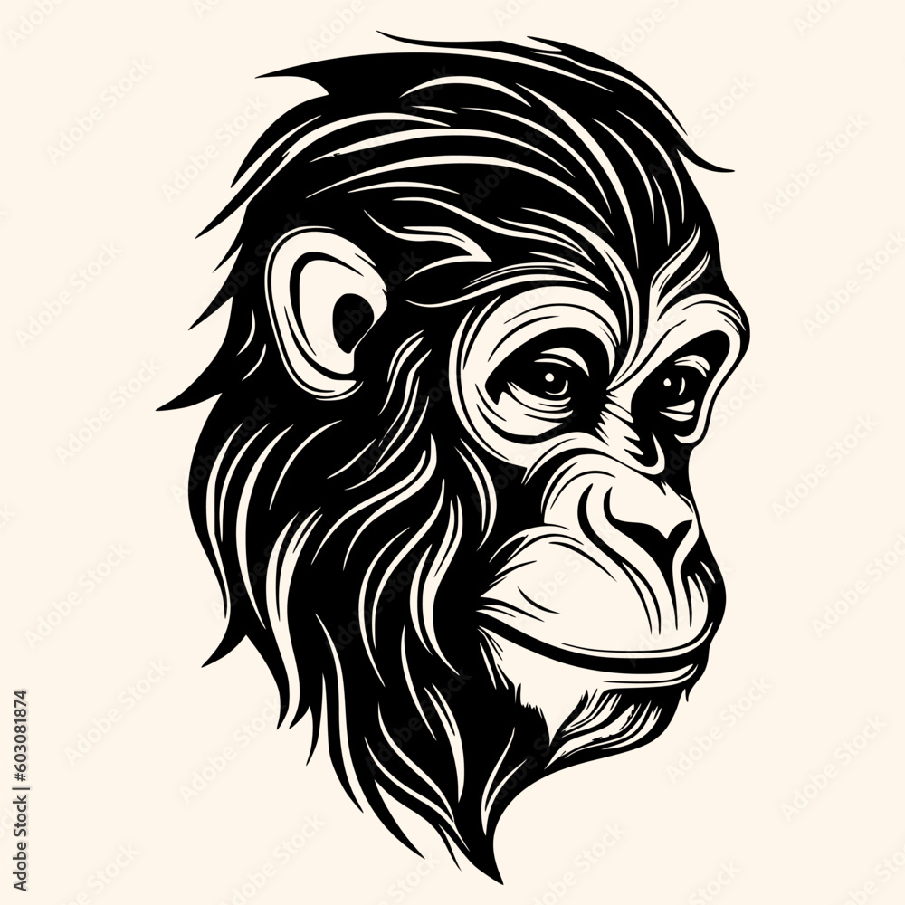 Fototapeta premium Monkey vector for logo or icon,clip art, drawing Elegant minimalist style,abstract style Illustration 