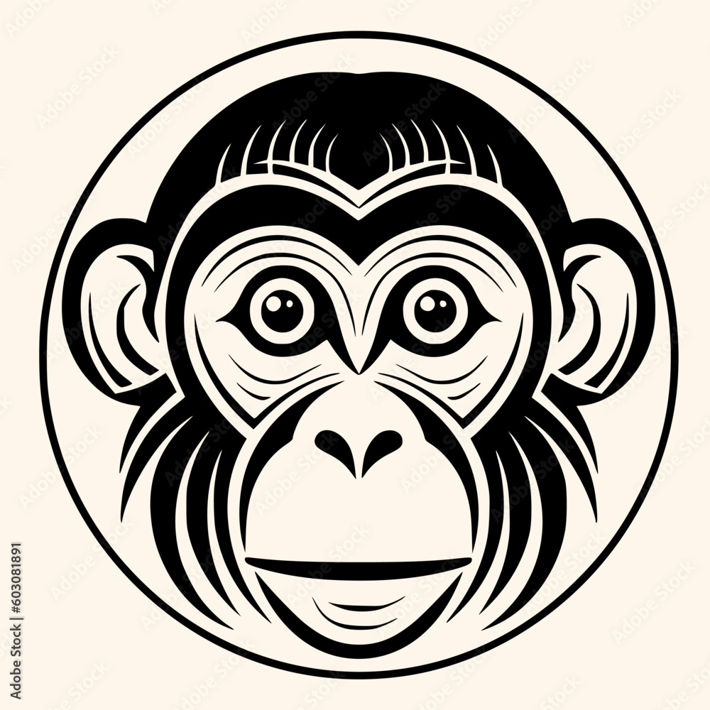 Monkey vector for logo or icon,clip art, drawing Elegant minimalist style,abstract style Illustration	
