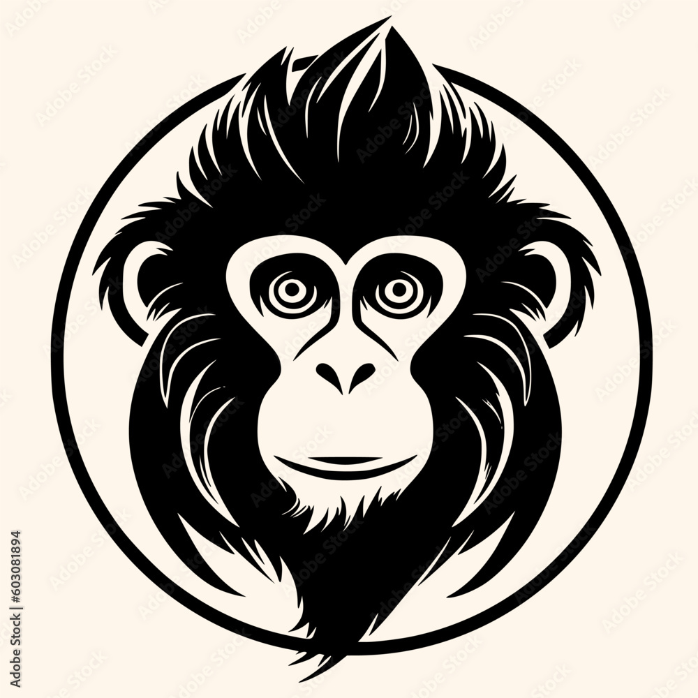 Monkey vector for logo or icon,clip art, drawing Elegant minimalist style,abstract style Illustration	
