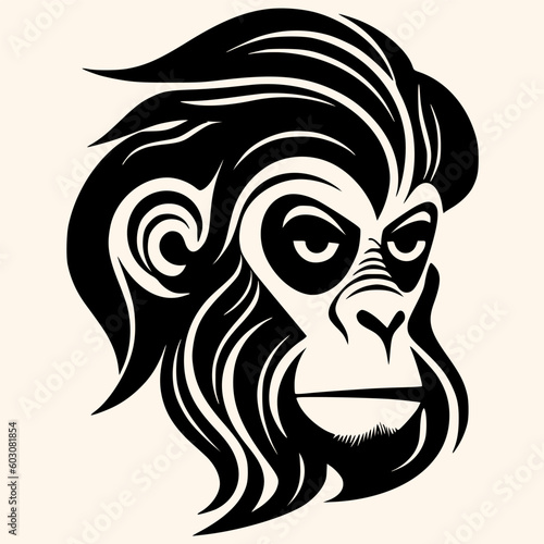 Monkey vector for logo or icon,clip art, drawing Elegant minimalist style,abstract style Illustration 