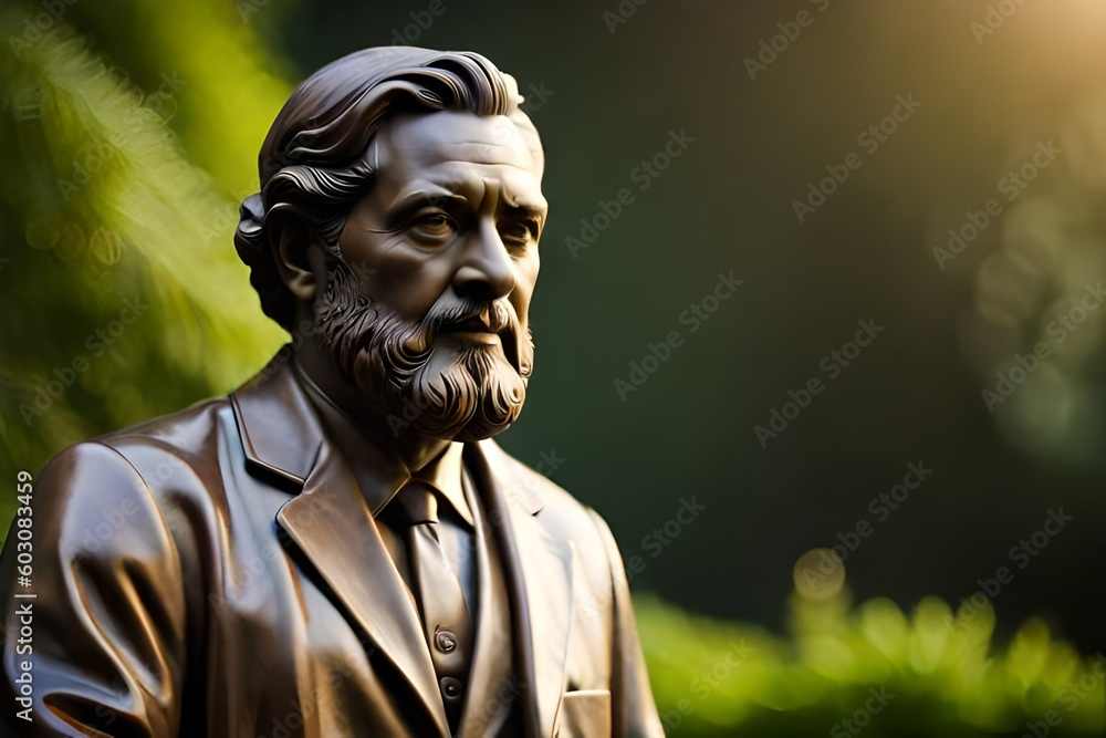 Illustration of a bronze sculpture of a serious, experienced, wise and political man Illustration of a bronze sculpture of a serious, experienced, wise and political man