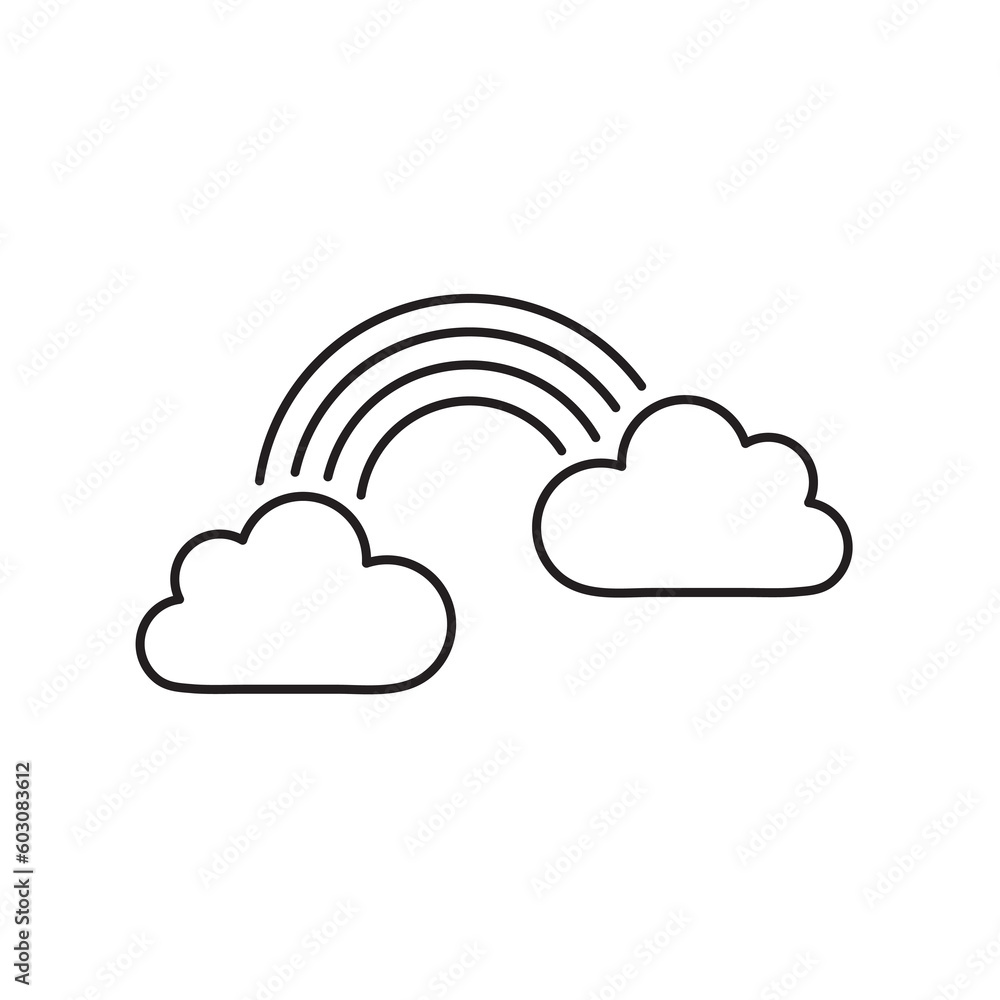Rainbow icon, Rainbow and clouds vector icon. Rainbow icon, Rainbow and clouds vector icon.