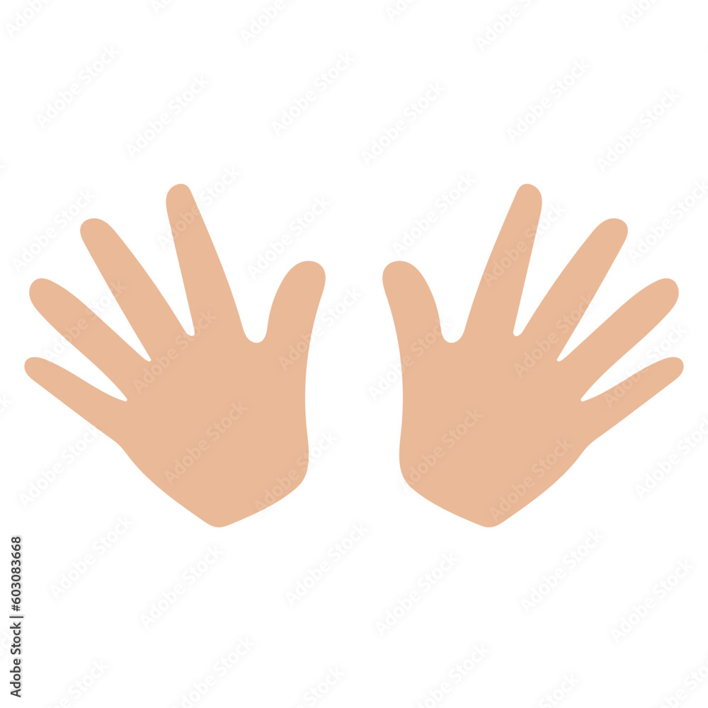 Two colored hands icon on white background. Human palm gesture vector illustration. 