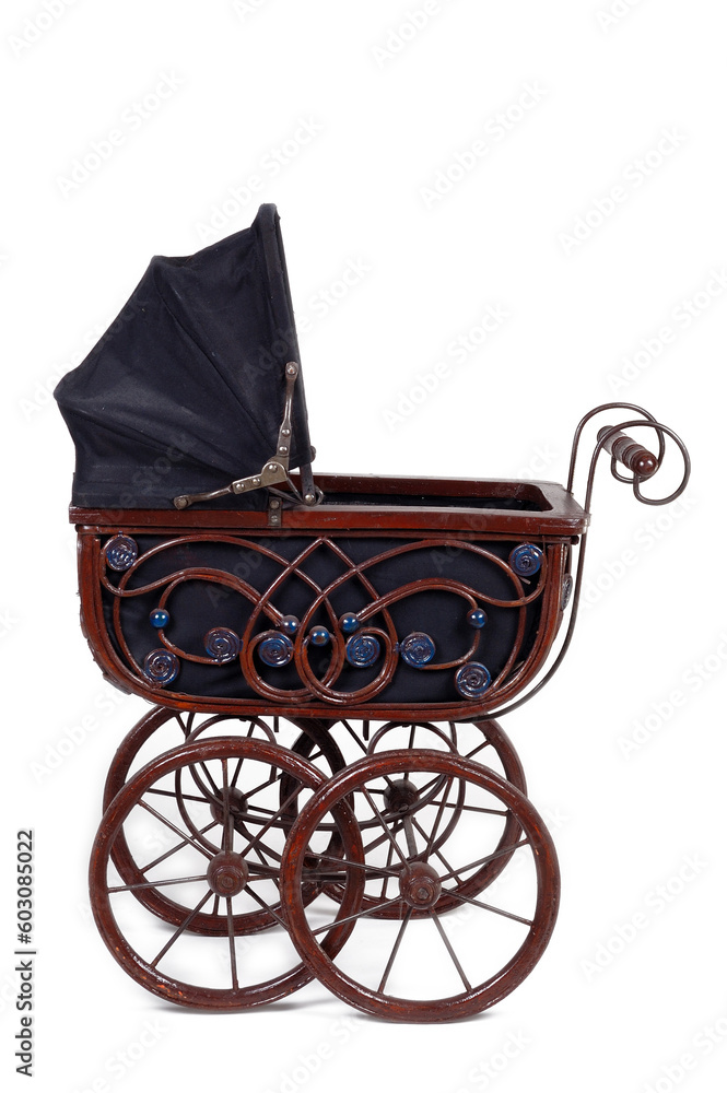 Old fashioned stroller. Taken on white background. Old fashioned stroller. Taken on white background.