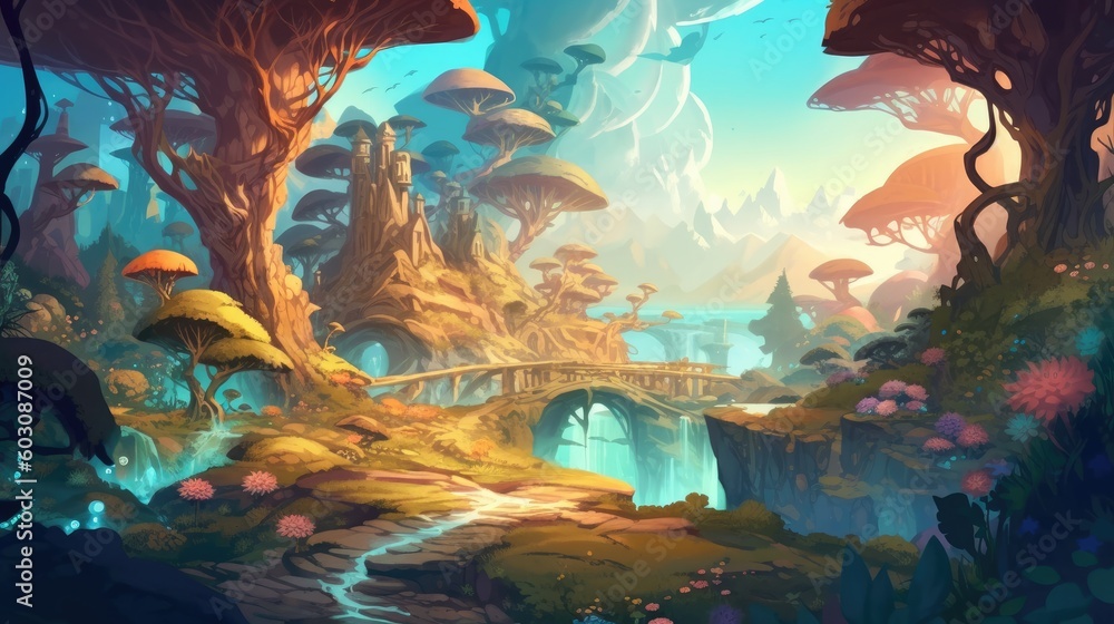 Fototapeta premium Abstract art design. Fairy tale fantasy illustration. Fantasy world