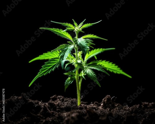 Black background featuring cannabis products. (Generative AI)