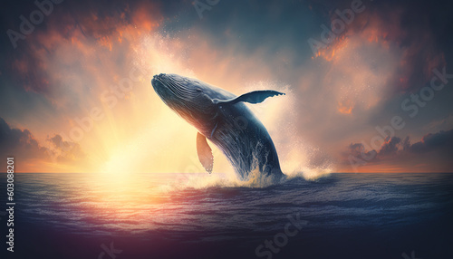big whale in the sea. Generative AI, © Яна Ерік Татевосян