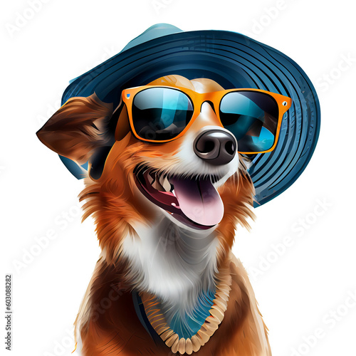 Happy dog in sunglasses and hat Transparent clip art Ai generated image © Trendy Image Two