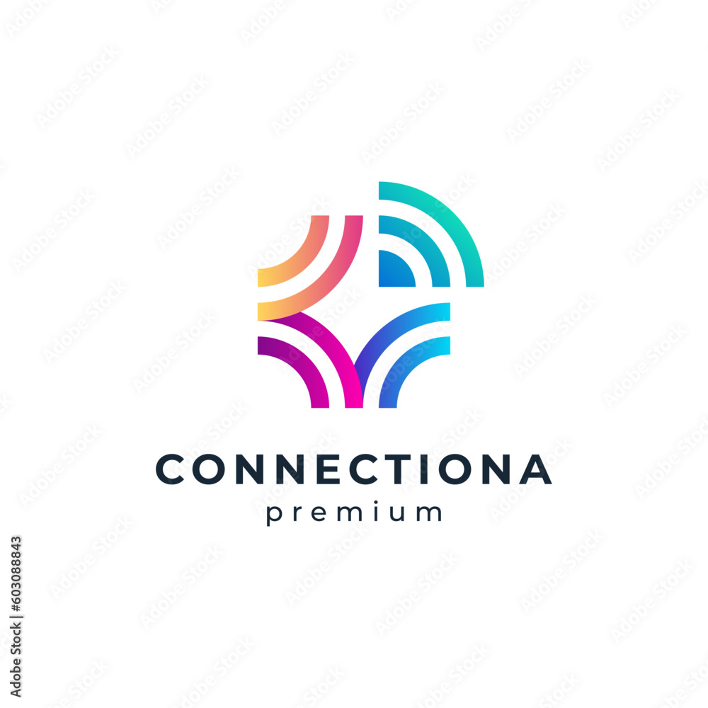 Obraz premium colorful and glossy letter C with wifi for internet and connection logo design