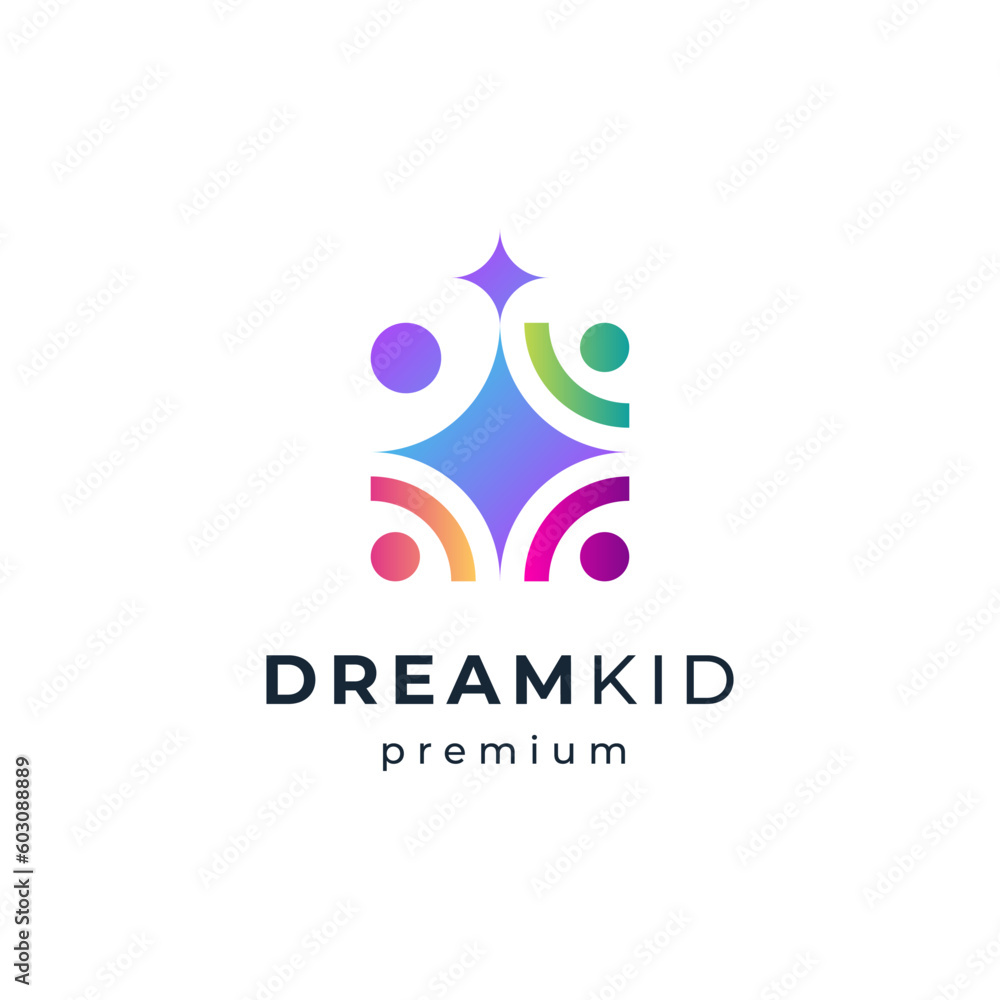 Orphanage logo design with children reaching for stars