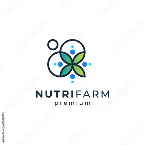 leaf and water for plant nutrition logo design