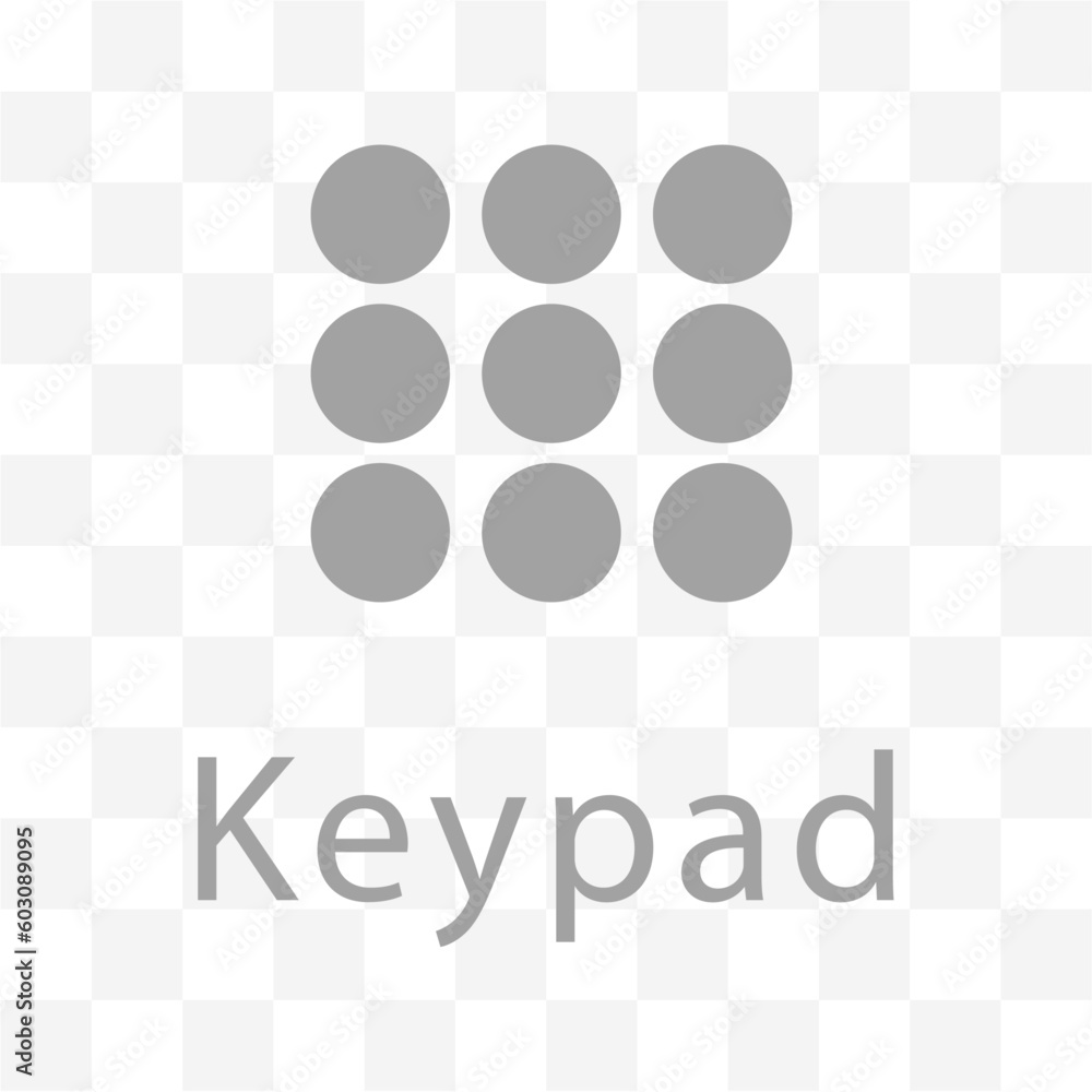 Keypad icon on transparent background. Vector stock illustration.