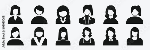 Profile icon. Avatar icons set. Male and female head silhouettes. Vector