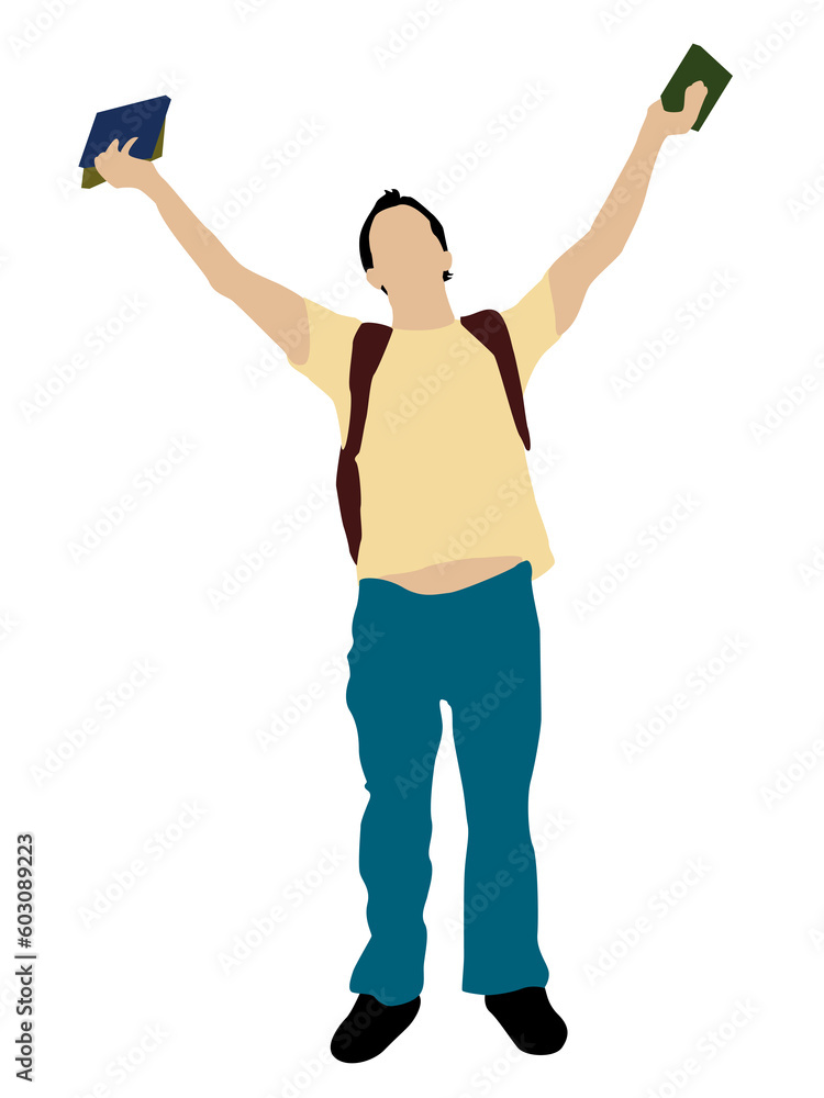 standing male with books on isolated background standing male with books on isolated background