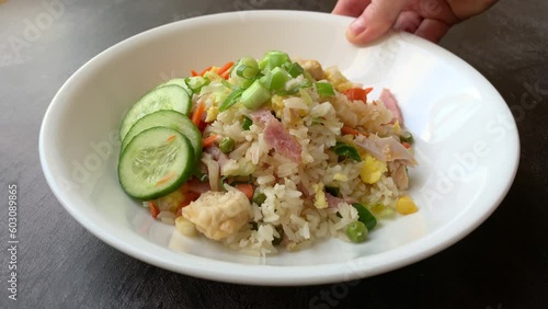 Wallpaper Mural Serving a Bowl of Fried Rice with Egg and Ham Torontodigital.ca