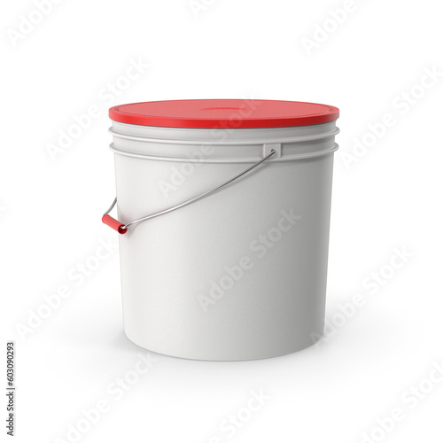 White plastic bucket with lid
