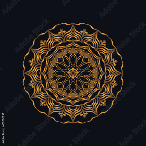 golden textured mandala art pattern for abundance vector design element