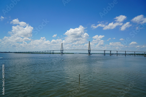 The Arthur Ravenel Jr. Bridge in Charleston, South Carolina on a sunny afternoon © Frank