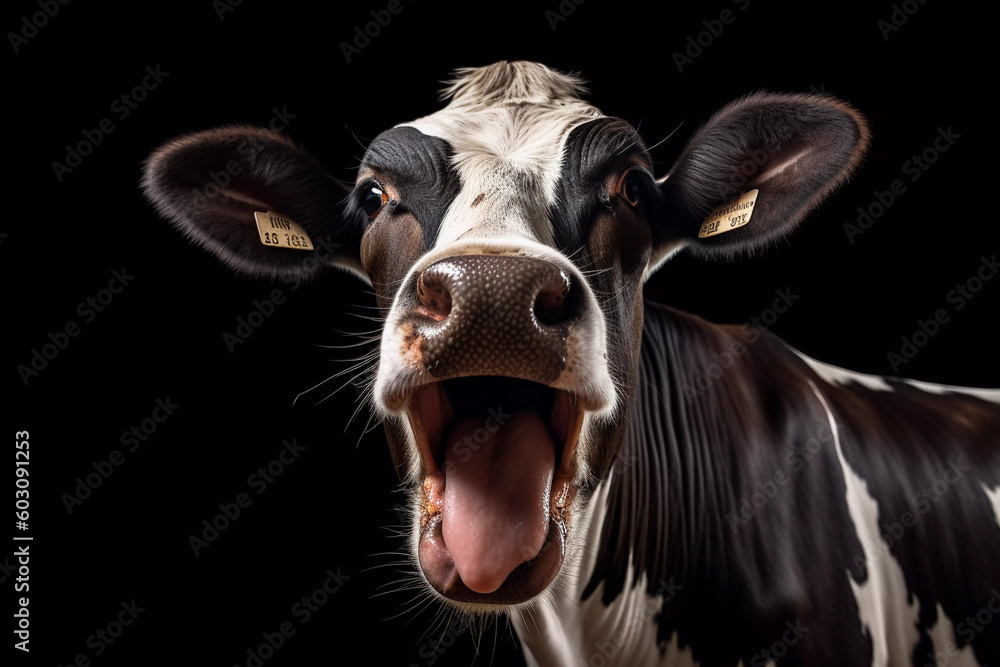 Screaming cow, manifesto of vegetarians, Generative AI