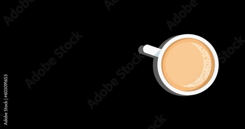 Hot Coffee in a Mug 2D Animation. Emblem or Electronic Menu for Cafe. Take-away Service Concept.