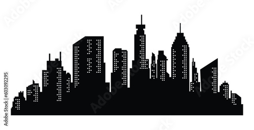 Silhouette High-rise Buildings.
Modern flat city architecture. urban city landscape. Illustrations.	

