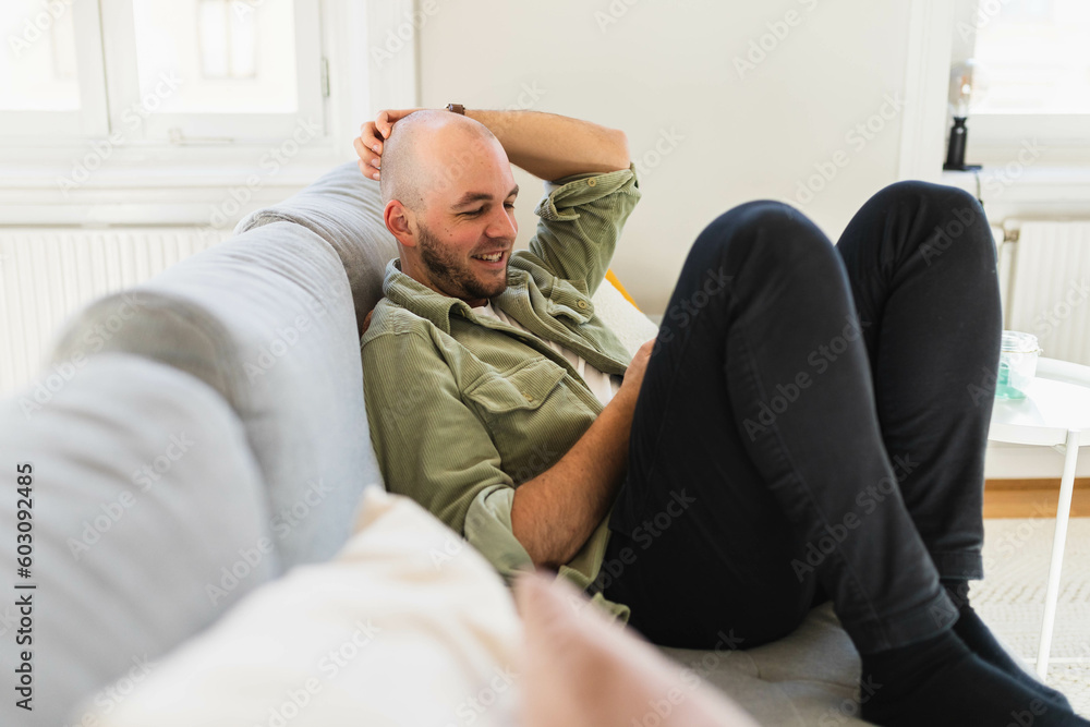 Happy man resting at home Happy man resting at home