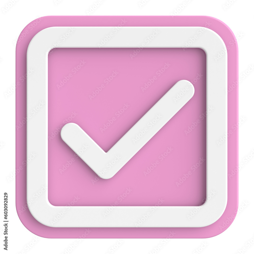 3D checkbox. Check mark. 3D illustration. 3D checkbox. Check mark. 3D illustration.