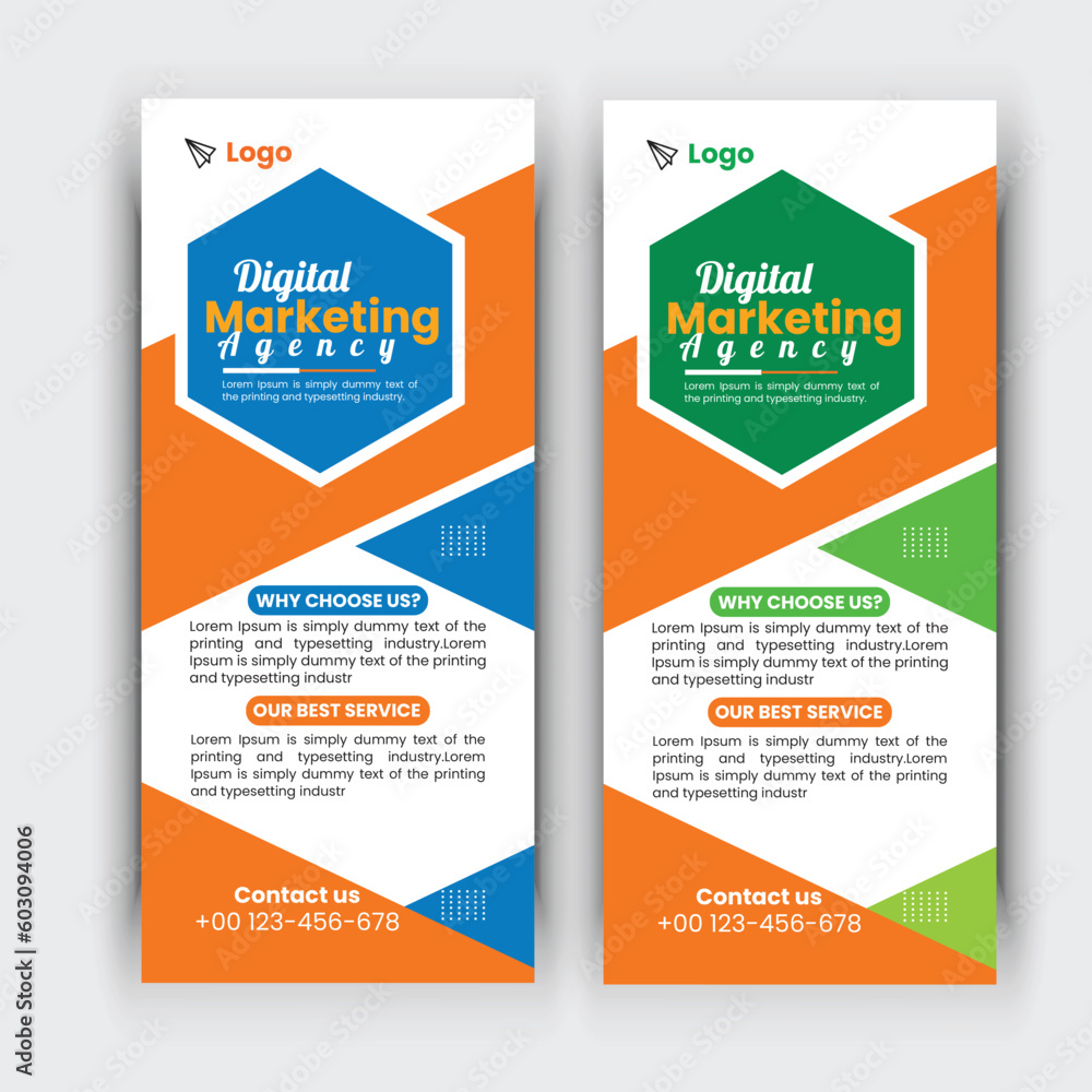 Fototapeta premium Modern roll up banner, Professional stand banner template design with creative shapes and idea.