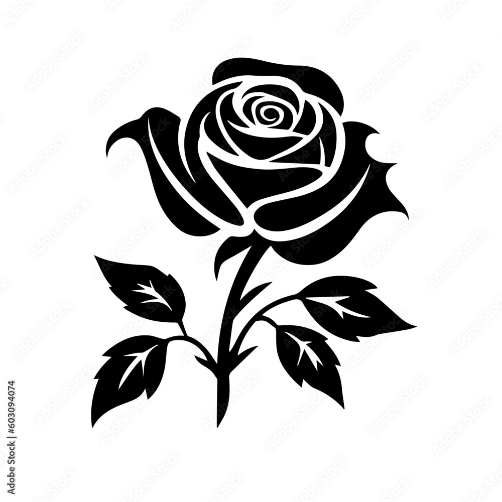 Black and White Rose Vector Illustration Black and White Rose Vector Illustration