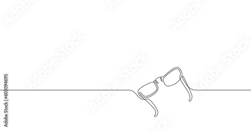 One line creative vector illustration of glasses. 