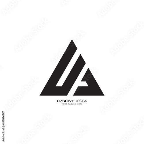 Triangle letter UA or AU modern logo. UA unique shape and stylish monogram logo. UA logo. AU logo