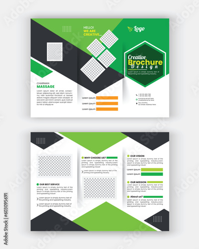 Business Brochure Template in Tri Fold Layout. Corporate Design Leaflet with minimal design template in a4.